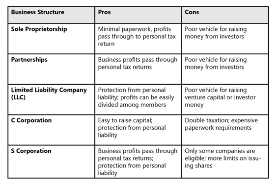business structure pros and cons
